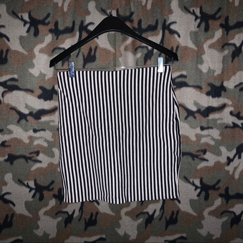 Black and white vertical striped skirt
